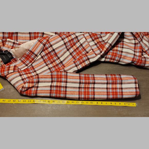J. crew Alfie topcoat Ivory Red in Vintage Plaid Italian Wool Coat Size 14 - Picture 9 of 15